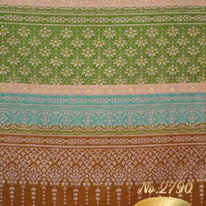 ผ้าซิ่นยกเล็ก ลายใบตำลึง ผ้าฝ้ายยกดอกด้วยฝ้าย ยกเกสรดิ้นทอง No.2790